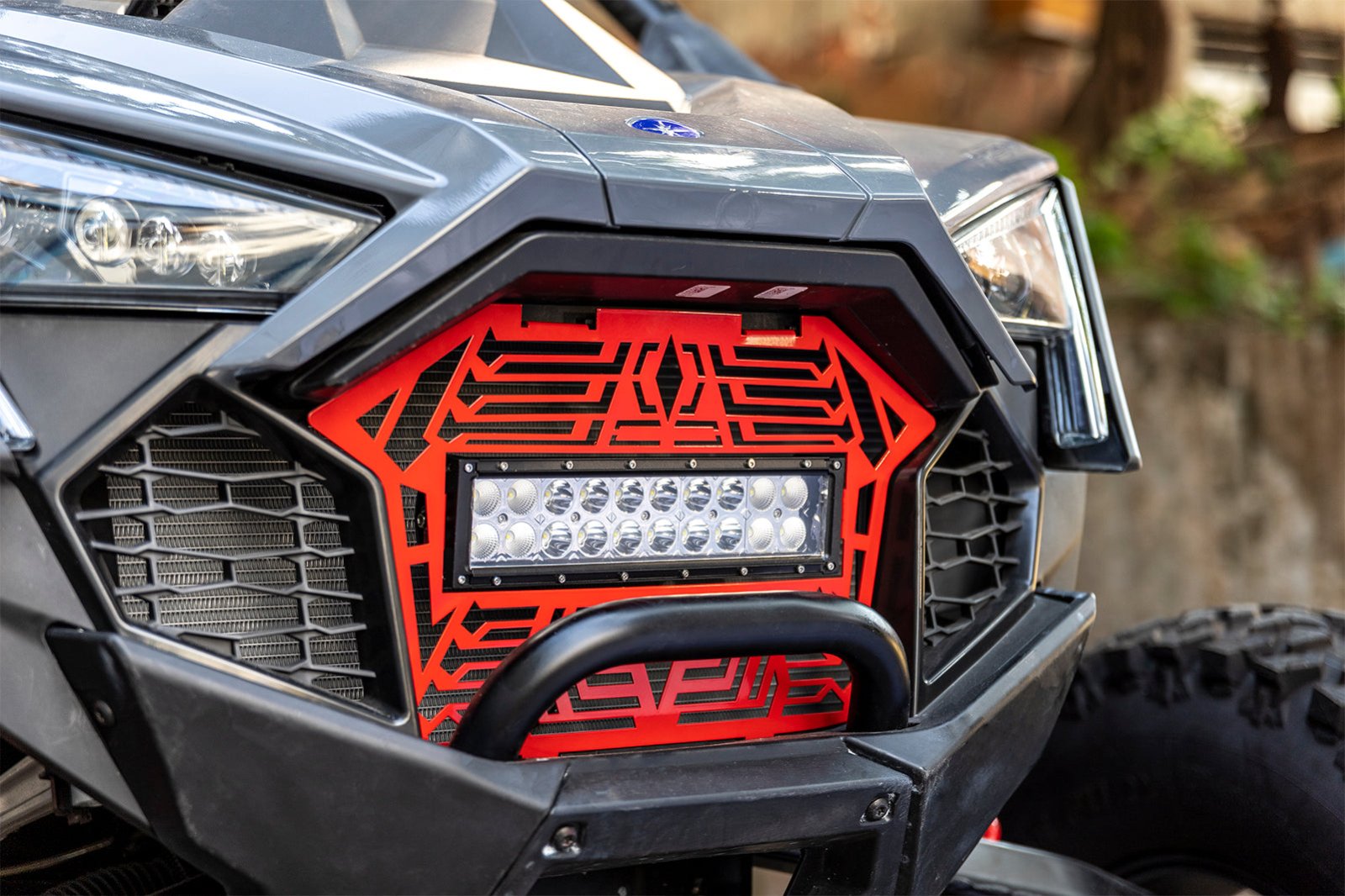 2020+ Polaris RZR Pro XP Turbo R Pro R Steel Front Mesh Grille w/ 11" Dual Row Straight Light Bar (#5456612-070) - Weisen