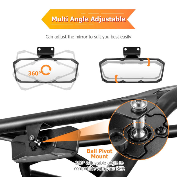 2020+ Polaris RZR Pro XP /Turbo R /Pro R Tempered Glass Center Rear View Mirror - WeiSen - 80301035