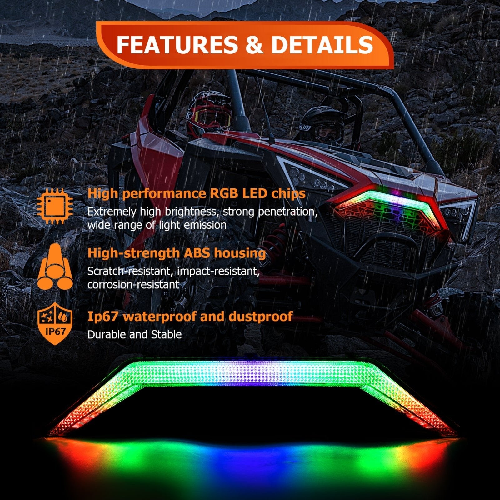 2020+ Polaris RZR Pro XP/ Turbo R/ Pro R UTV RGB LED Front Center Grill Accent Light Assembly #OEM Number 2414544 - Weisen