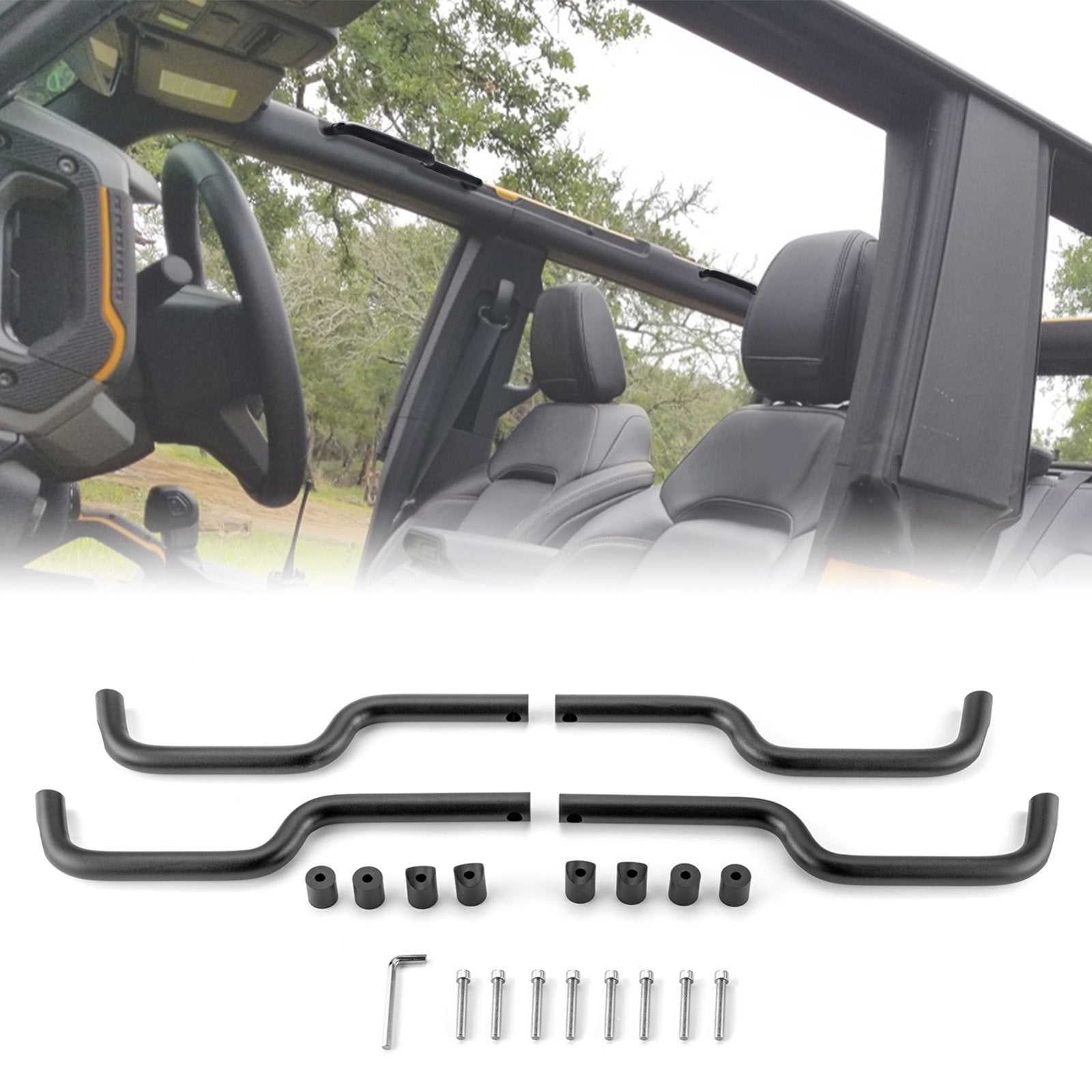 2021-2023 Ford Bronco 2/4 Door Black Billet Aluminum Front & Rear Grab Handles Kit - Weisen