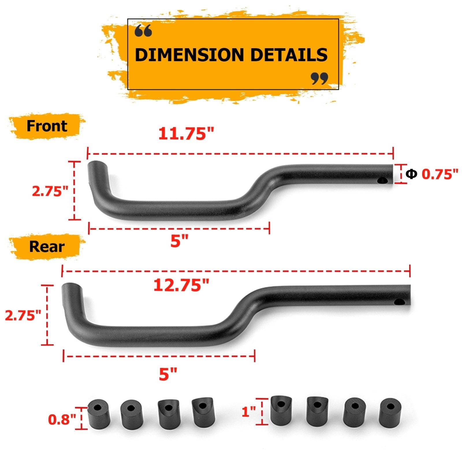 2021-2023 Ford Bronco 2/4 Door Black Billet Aluminum Front & Rear Grab Handles Kit - Weisen