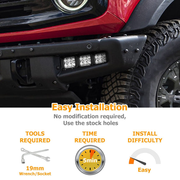 2021 - 2024 Ford Bronco 2/4 Door Front Bumper Triple LED Fog Light Mount Bracket - WeiSen - 70102043