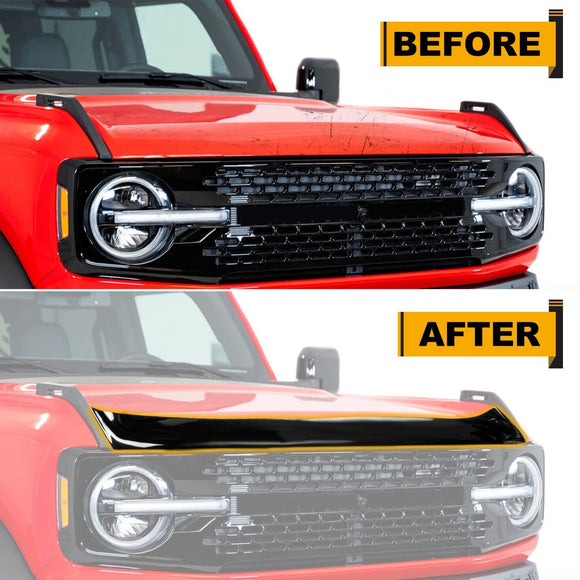 2021 - 2023 Ford Bronco 2/4 Door Glossy Black PP Plastic Hood Protector Edge Guard - WeiSen - 70320005
