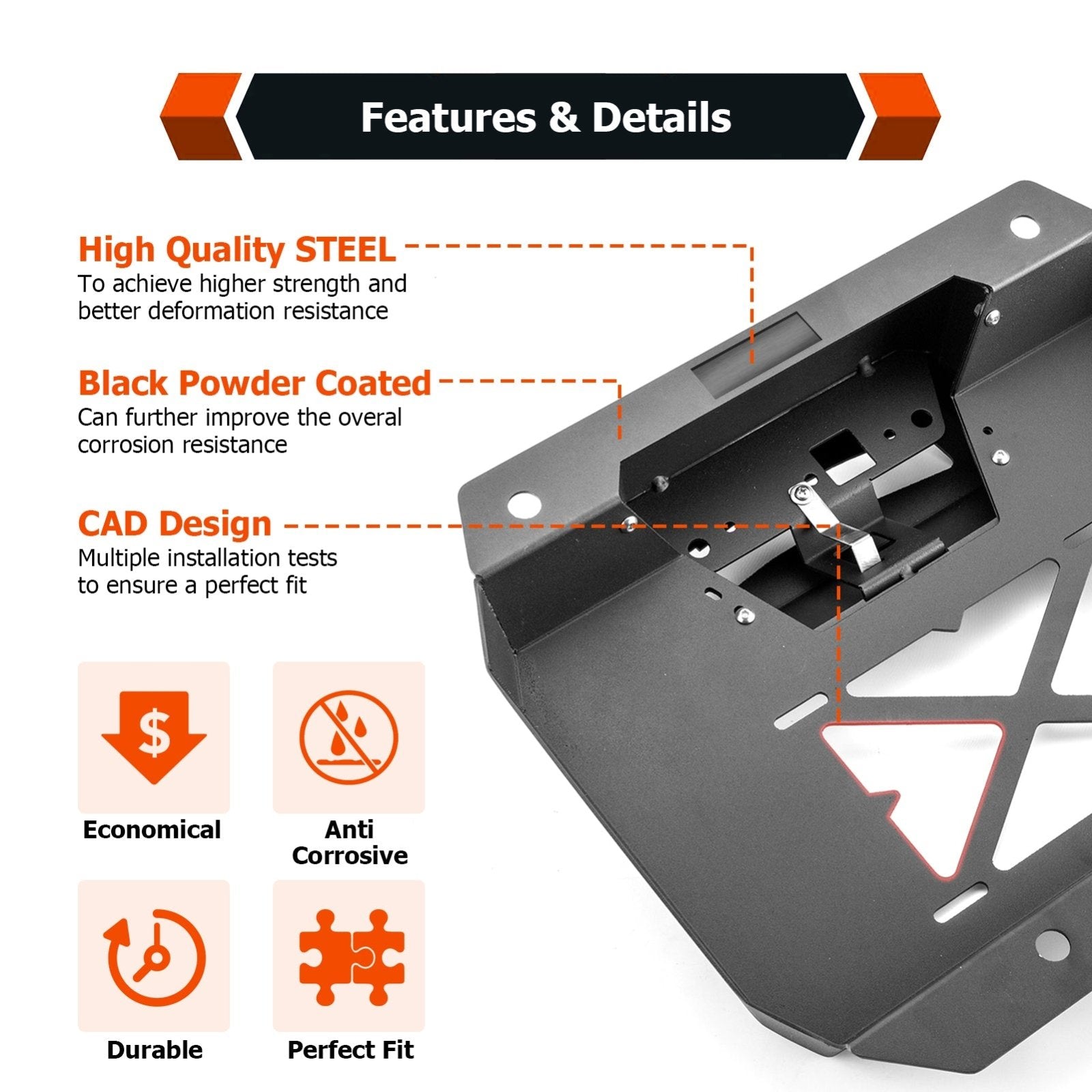 2021-2023 Ford Bronco 2/4 Door Spare Tire Delete License Plate Relocation Bracket w/ Camera & Brake Light Mounting Hole - Weisen