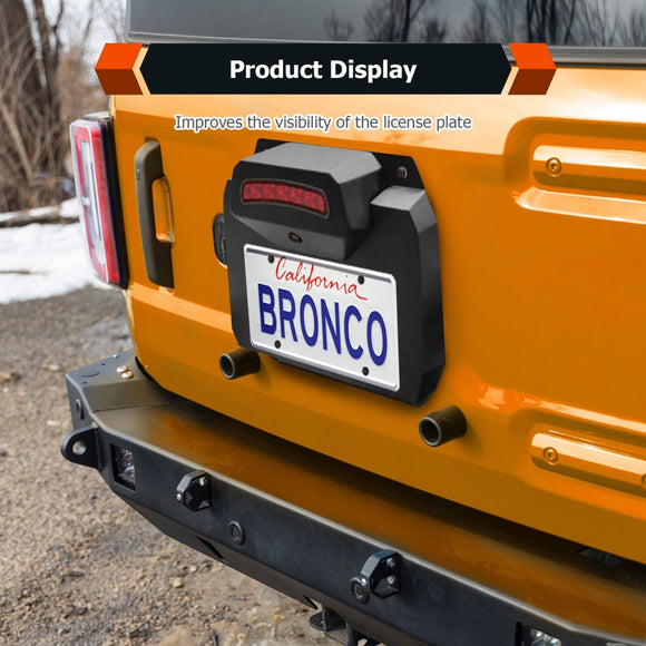2021 - 2024 Ford Bronco 2/4 Door Spare Tire Delete License Plate Relocation Bracket w/ Camera & Brake Light Mounting Hole - WeiSen - 70302018