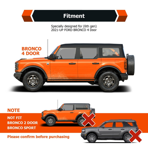 2021 - 2023 Ford Bronco 4 Door Steel 4Pcs Off Road Lightweight Tube Door Set - WeiSen - 70303023