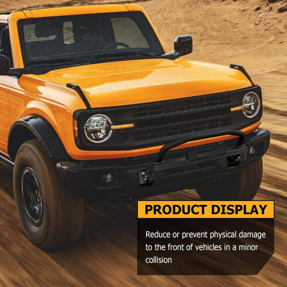 2021 - 2024 Ford Bronco Steel Front Bumper Bull Bar with Winch Frame & D - rings Bracket - WeiSen - 70306003