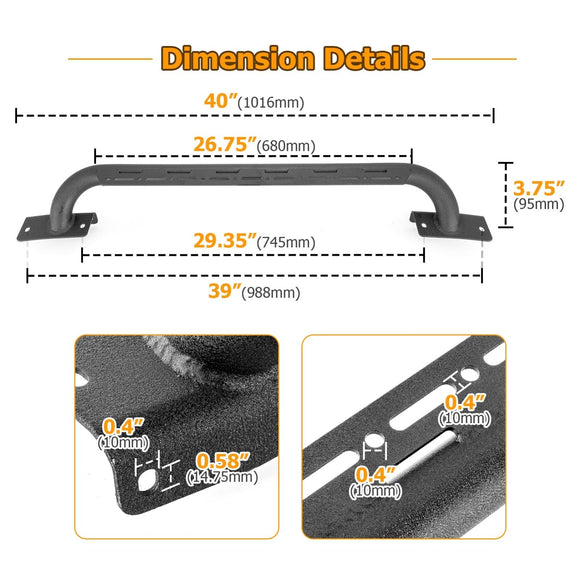 2021 - 2024 Ford Bronco Steel Front Bumper Protector Bar with LED Lights Mounting Holes - WeiSen - 70306002