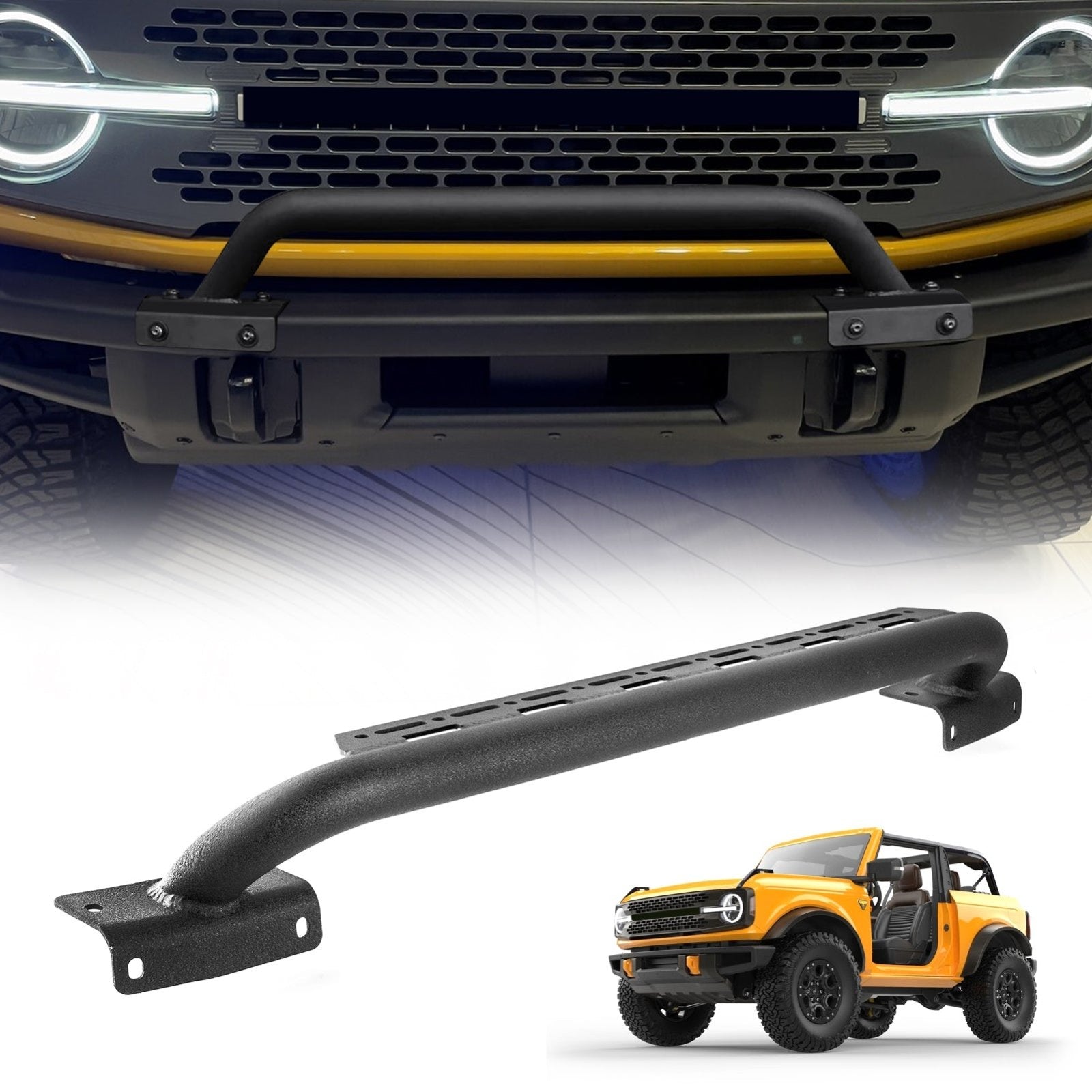 2021-2023 Ford Bronco Steel Front Bumper Protector Bar with LED Lights Mounting Holes - Weisen