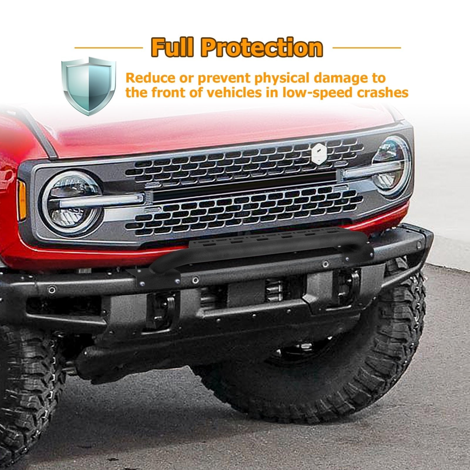 2021-2023 Ford Bronco Steel Front Bumper Protector Bar with LED Lights Mounting Holes - Weisen