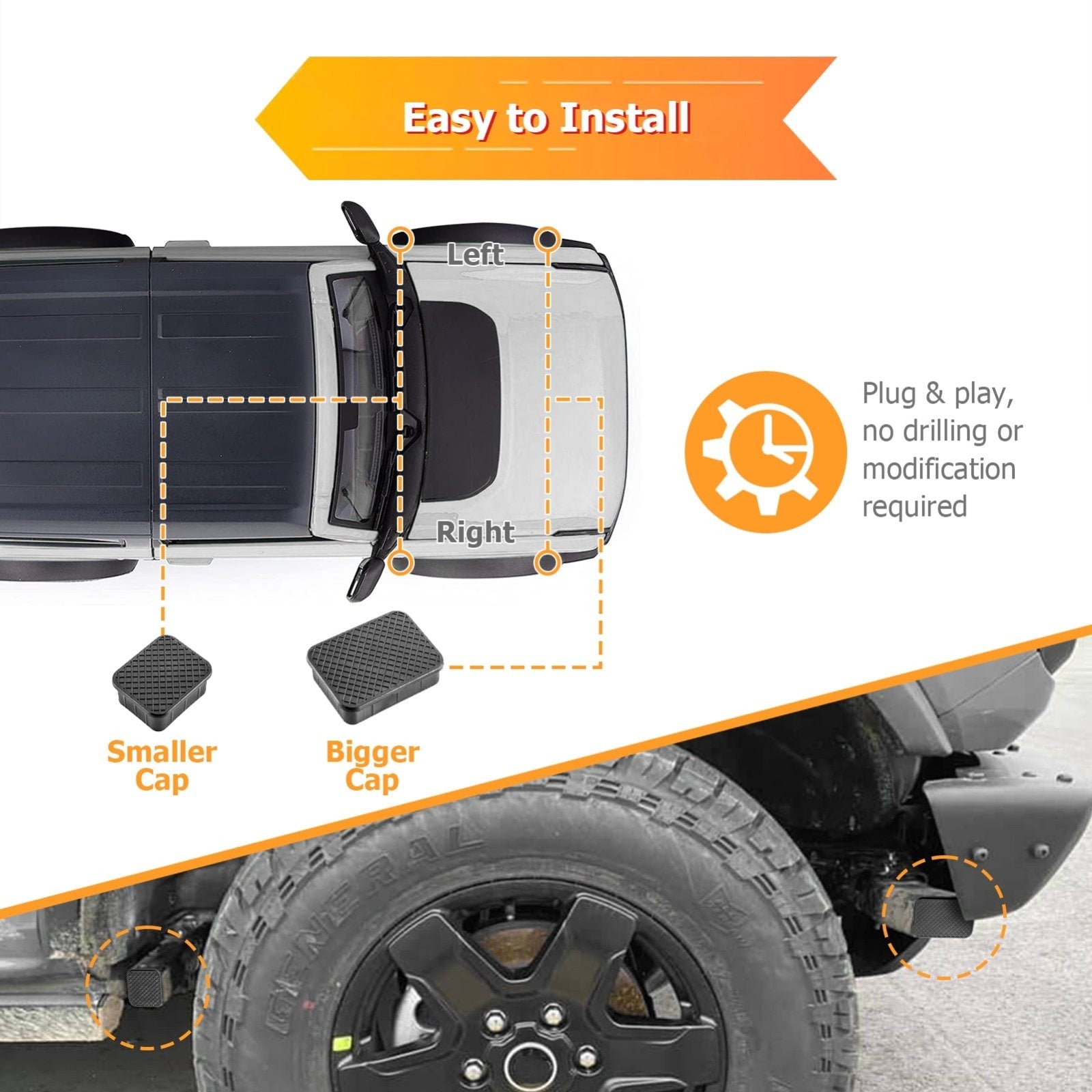 20212024 Ford Bronco 2/4 Door 4pcs Highly Sealed Crash Bar End Caps F