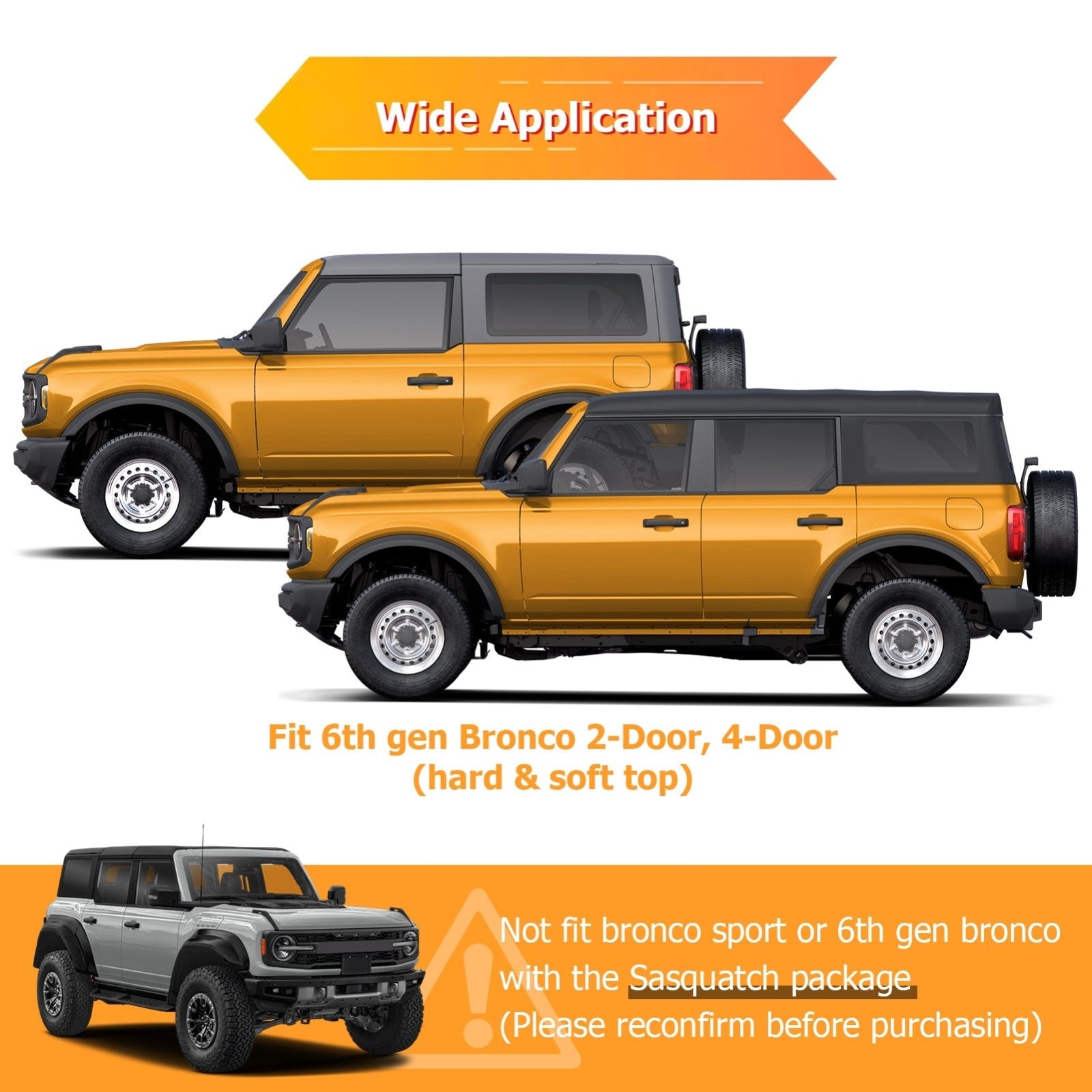 20212024 Ford Bronco 2/4 Door 4pcs Highly Sealed Crash Bar End Caps F