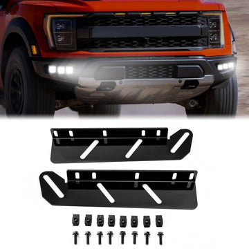 2021 - 2023 Ford F150 Raptor (3rd Gen) Heavy - Duty Steel Front Bumper Triple LED Fog Light Mount Bracket - WeiSen - 70102055