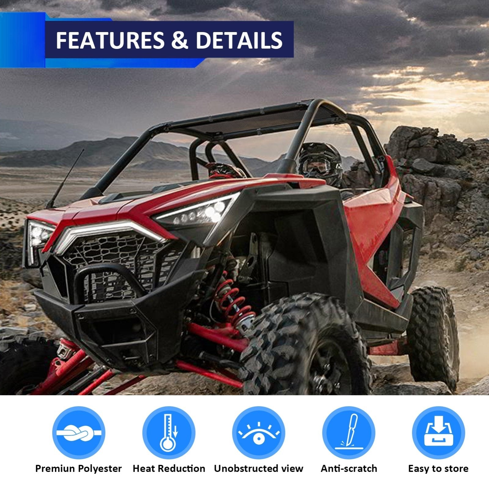 2022-2023 Polaris RZR PRO R UTV Sunshade Mesh Soft Top Window Net - Weisen