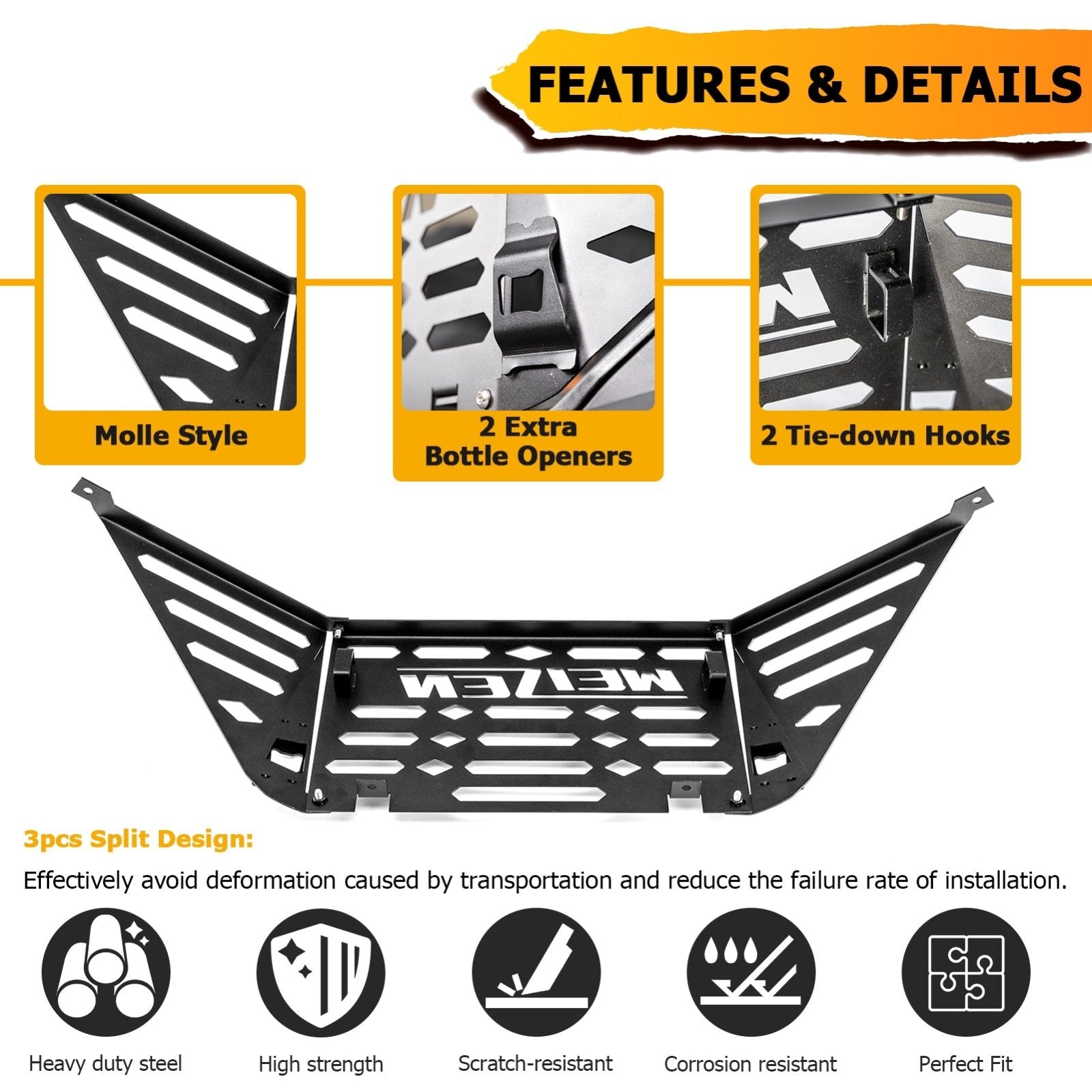 2022+ Polaris RZR PRO R 2/4 Heavy Duty Steel Molle Rear Cargo Bed Extender Tailgate Enclosure - Weisen