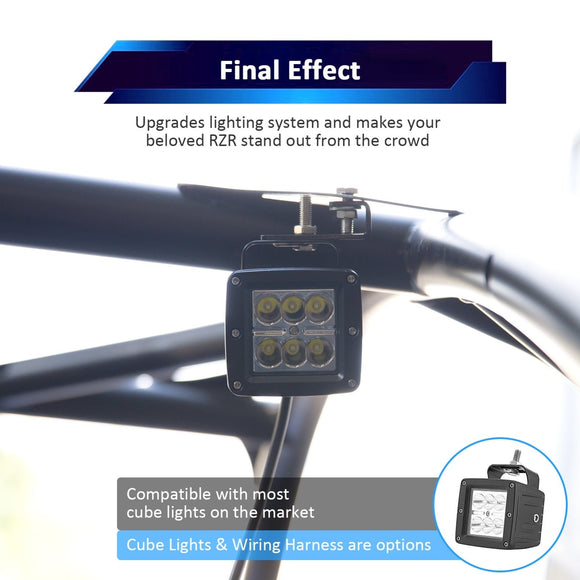2022+ Polaris RZR Pro R 2/4 Heavy Duty Steel Rear LED Cube Light Mount Bracket - WeiSen - 80104009
