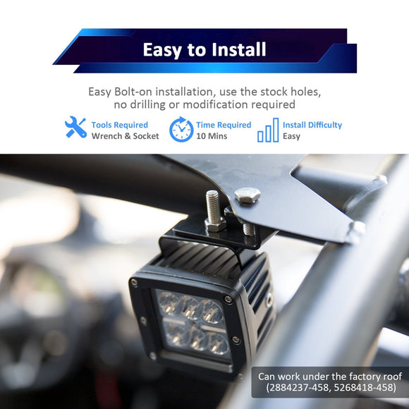 2022+ Polaris RZR Pro R 2/4 Heavy Duty Steel Rear LED Cube Light Mount Bracket - WeiSen - 80104009