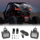 2022+ Polaris RZR Pro R Rear 18W LED Work Light Pod Mounting Bracket Wiring Harness Kit - WeiSen - 80104009+70201005+80206009