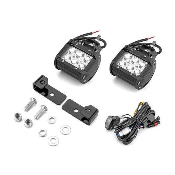 2022+ Polaris RZR Pro R Rear 18W LED Work Light Pod Mounting Bracket Wiring Harness Kit - WeiSen - 80104009+70201005+80206009