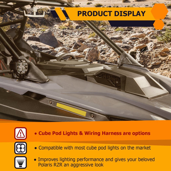 2022+ Polaris RZR PRO R Turbo R Heavy Duty Steel A Pillar LED Work Light Mount - WeiSen - 80102019