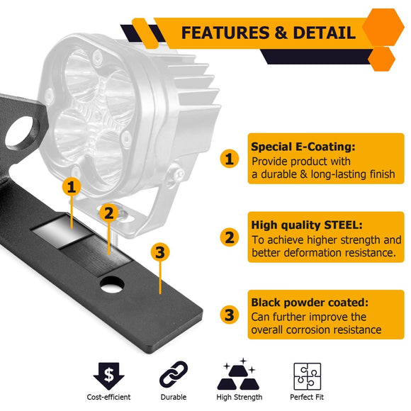 2022+ Polaris RZR PRO R Turbo R Heavy Duty Steel A Pillar LED Work Light Mount - WeiSen - 80102019