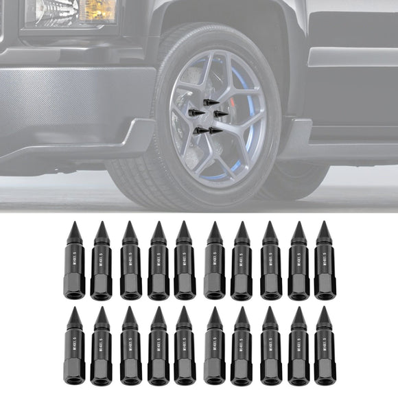 20x Black 14x1.5 Spike Lug Nuts for Chevrolet Silverado 1500 Sierra 1500 Tahoe Suburban - WeiSen - 70308001