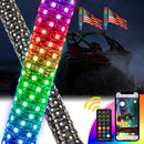 2Pcs 2FT Spiral RGB LED Whip Light w/ Flags for UTV ATV Truck | Bluetooth&Remote Control - WeiSen - 80204006
