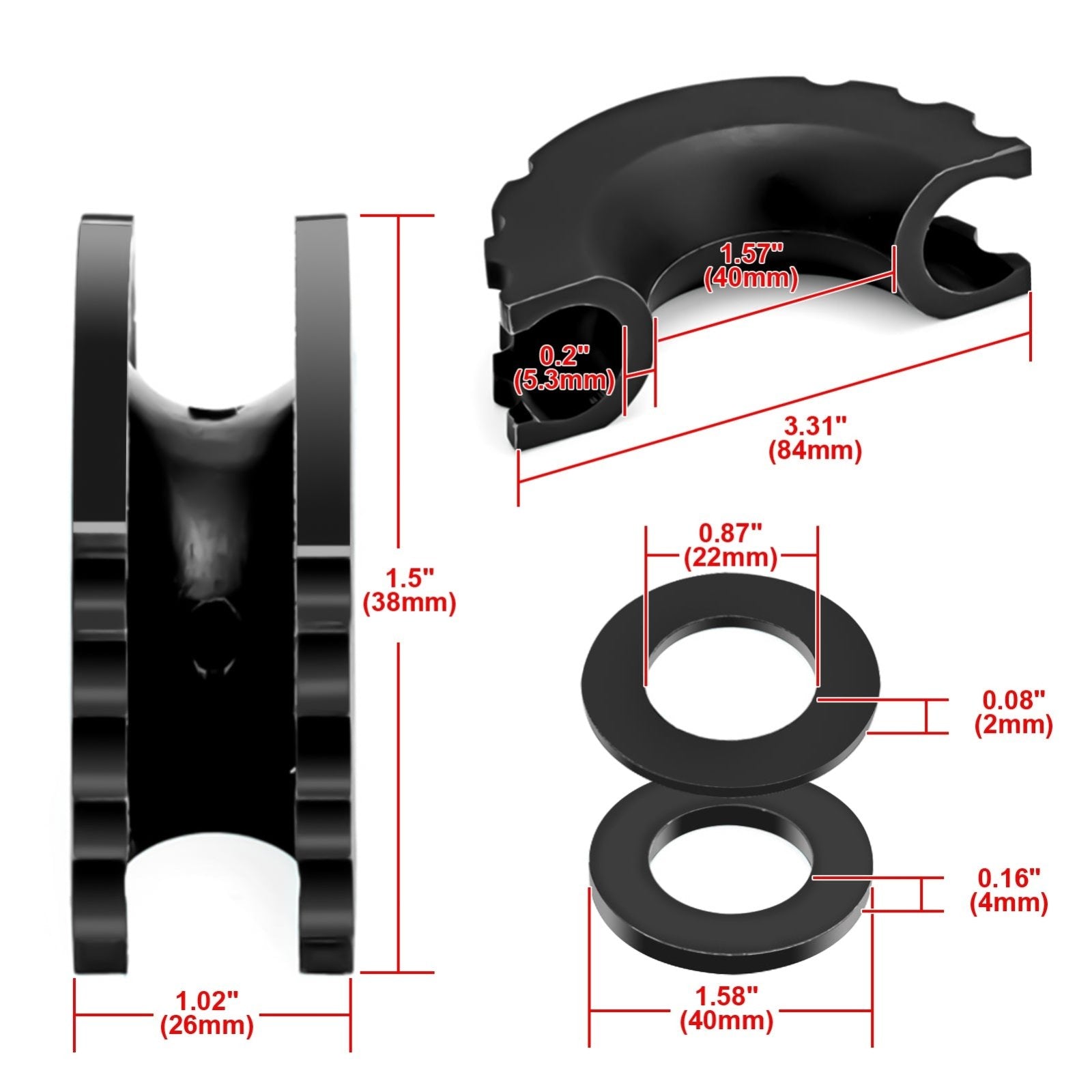 2x Black Silicone Isolators + 8x Rubber Washers Fit 3/4" D-Ring Shackle 7/8" Pin - Weisen