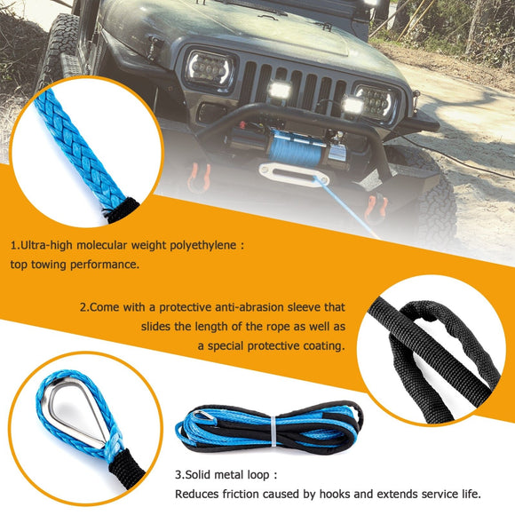 3/16" x 50' Synthetic Winch Line Cable Rope 7000LBs for ATV UTV Winch - WeiSen - 80310008