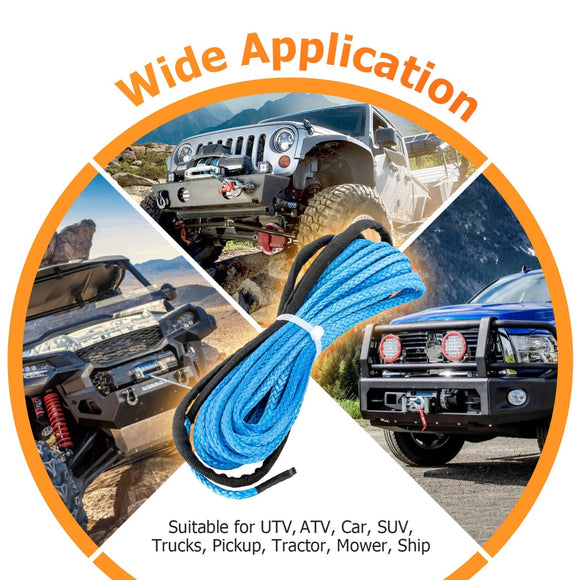 3/16" x 50' Synthetic Winch Line Cable Rope 7000LBs for ATV UTV Winch - WeiSen - 80310008