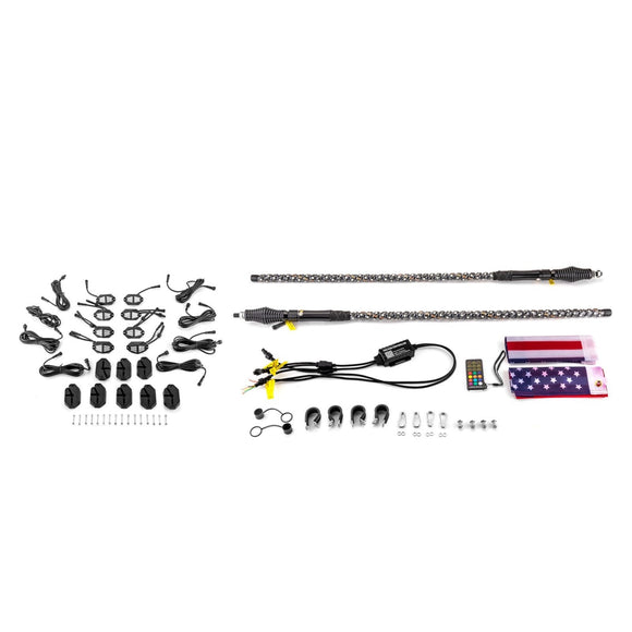 3FT RGB LED Whip Lights & Rock Lights Combo Kit for UTV ATV | Wireless Remote Control & Bluetooth App Control - WeiSen - 80204004