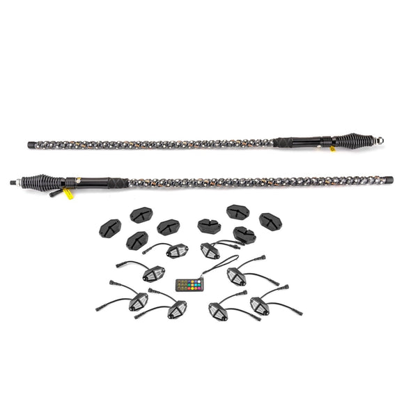 3FT RGB LED Whip Lights & Rock Lights Combo Kit for UTV ATV | Wireless Remote Control & Bluetooth App Control - WeiSen - 80204004