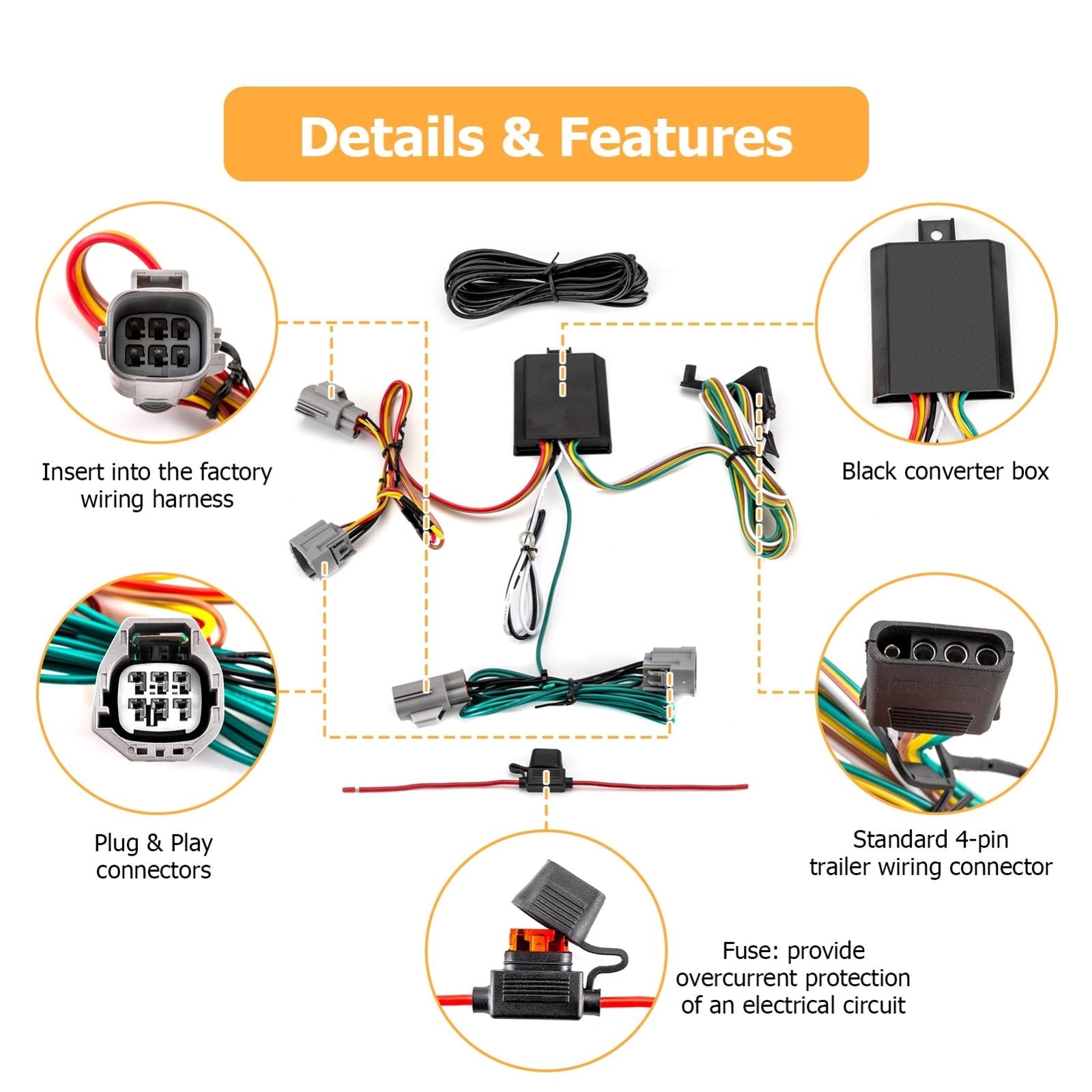 4-Pin Trailer Wiring Harness Plug & Play for 2008-2012 Dodge Nitro Jeep Liberty All Models 56334 - Weisen