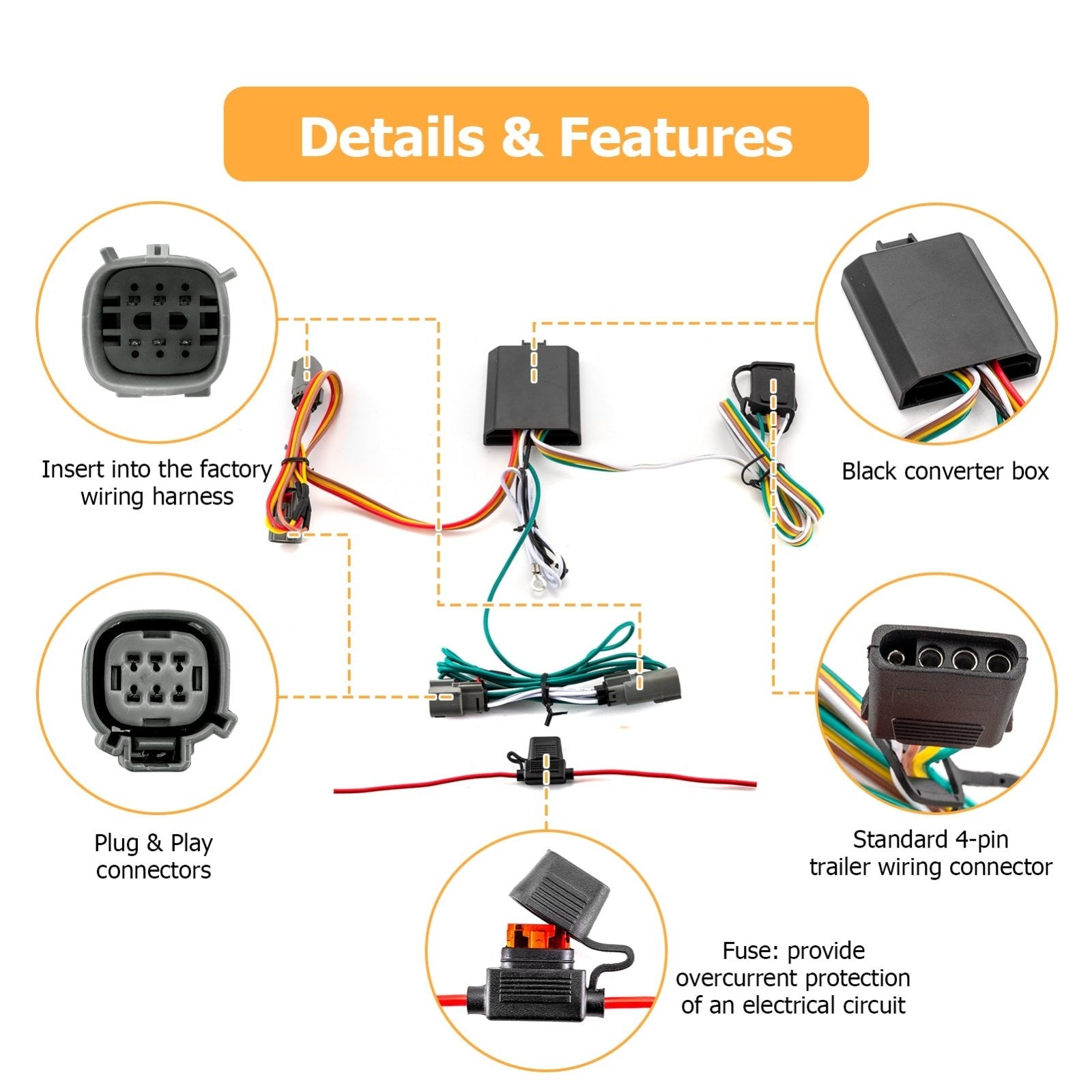 4-Pin Trailer Wiring Harness w/ Plug & Play Connector for 2021-2024 Ford Bronco Sport - Weisen