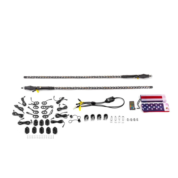 4FT RGB LED Whip Lights & Rock Lights Combo Kit for UTV ATV | Wireless Remote Control & Bluetooth App Control - WeiSen - 80204005