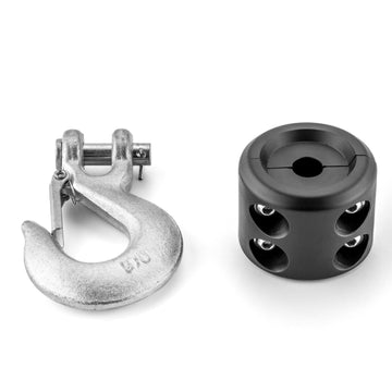 5/16" Clevis Slip Hook Winch Rubber Stopper Set for Synthetic Winch Rope - WeiSen - 80310012+80310014