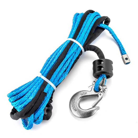 5/16" x 50' 8500LBs Synthetic Winch Rope + Hook + Stopper for ATV UTV SUV Truck Winch - WeiSen - 80310010+80310012+80310015