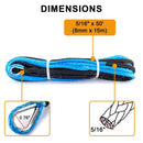 5/16" x 50' Synthetic Winch Line Cable Rope 8500LBs for ATV UTV SUV Truck Boat - WeiSen - 80310010