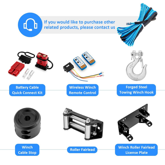 5/16" x 50' Synthetic Winch Line Cable Rope 8500LBs for ATV UTV SUV Truck Boat - WeiSen - 80310010