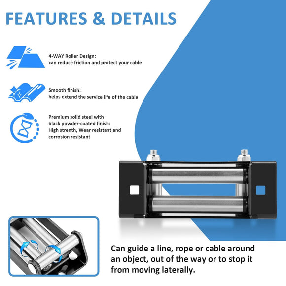 6" Winch Roller Fairlead Cable Guide for 4000 - 5500 LBS Jeep SUV UTV Truck Winch - WeiSen - 80310006