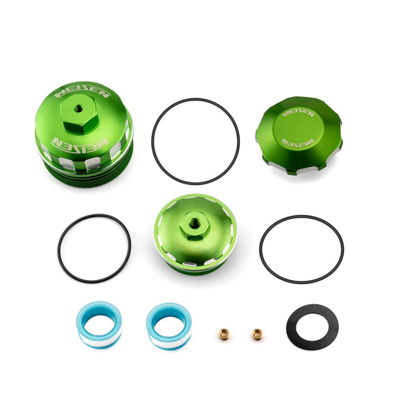 6061 Aluminum Oil Fuel Fill Filter Cap Kit for 2003 - 2007 Ford Powerstroke 6.0L F250/F350 Super Duty - WeiSen - 70507001