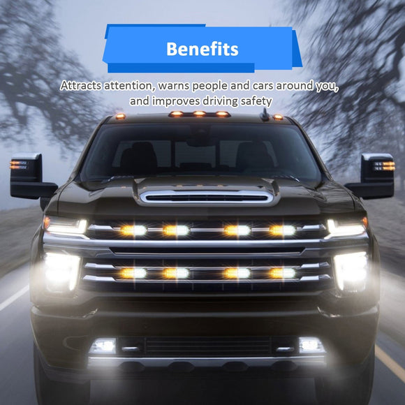 8PCS Universal Surface Mount Dual Row 24LEDs Amber White Emergency Hazard Warning Strobe Lights Kit - WeiSen - 70207002