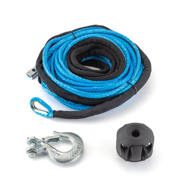 ATV UTV 1/4" x 50' 7700LBs Synthetic Winch Cable Rope Clevis Slip Hook Cable Stopper - WeiSen - 80310009+80310023+80310013