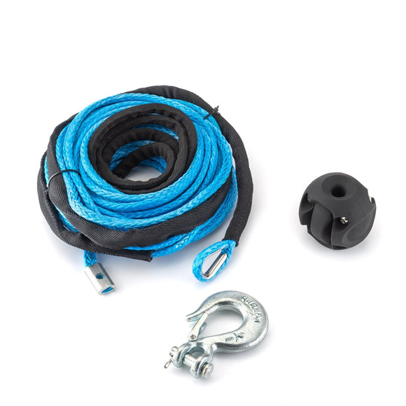 ATV UTV 1/4" x 50' 7700LBs Synthetic Winch Cable Rope Clevis Slip Hook Cable Stopper - WeiSen - 80310009+80310023+80310013