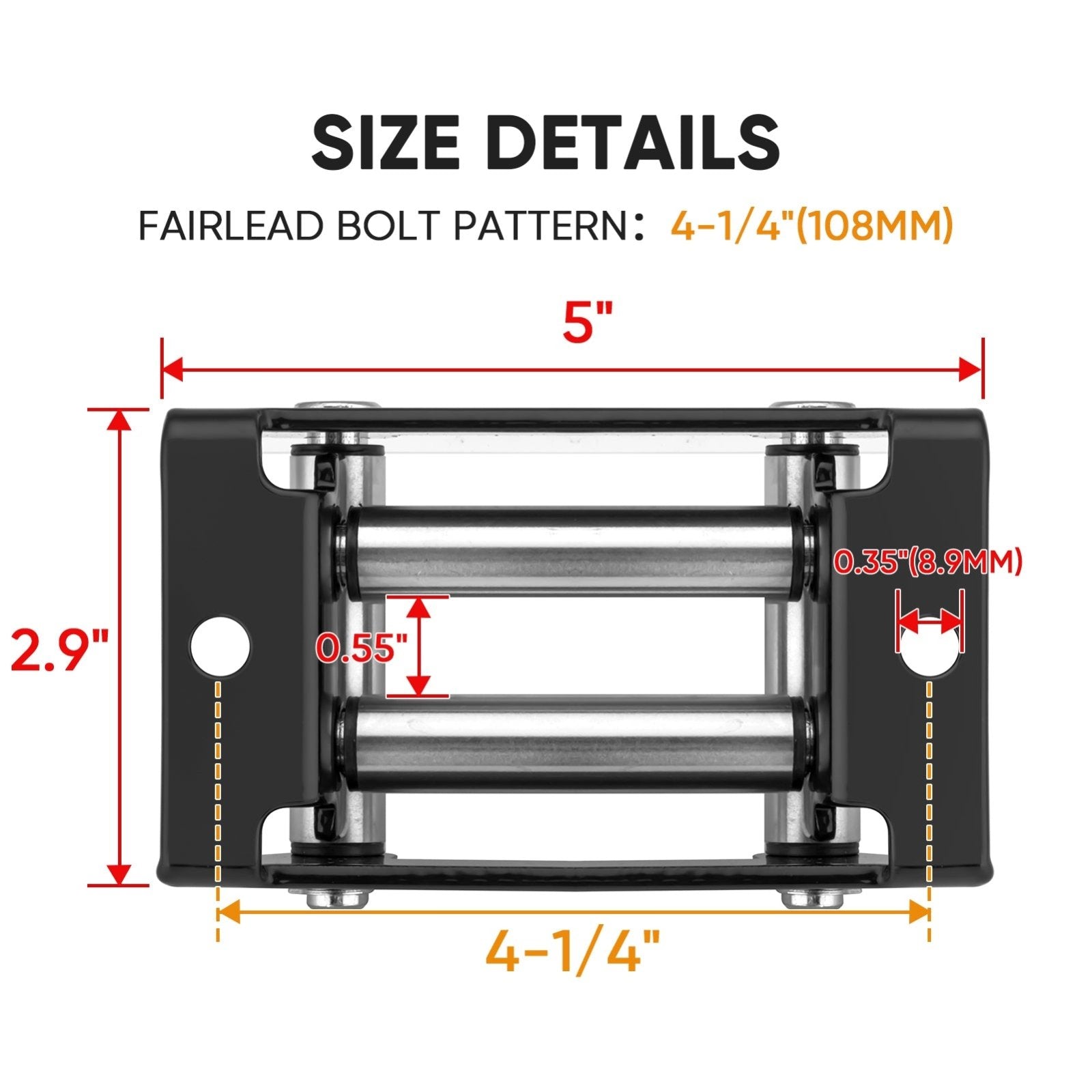 ATV UTV 4-Way 4-1/4" Winch Roller Fairlead Cable Guide for 3000-4000 LBS - Weisen