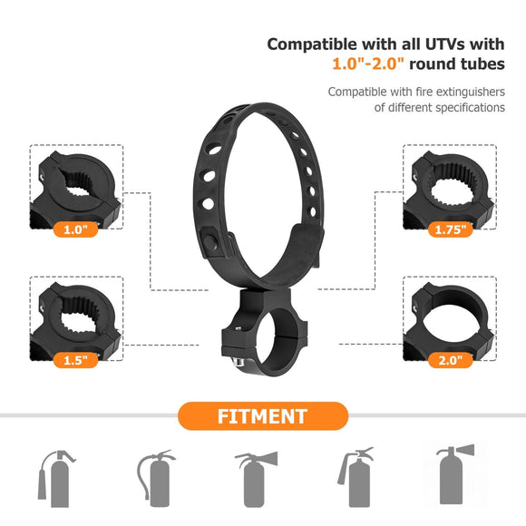 Cam Am Kawasaki Yamaha 1" - 2" Tubes Roll Cage Quick - Release Fire Extinguisher Holder Bracket - WeiSen - 80120012
