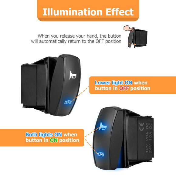 Can Am Maverick X3 Defender Polaris Ranger RZR Blue Laser Etched Universal LED Rocker Switch - WeiSen - 70204035