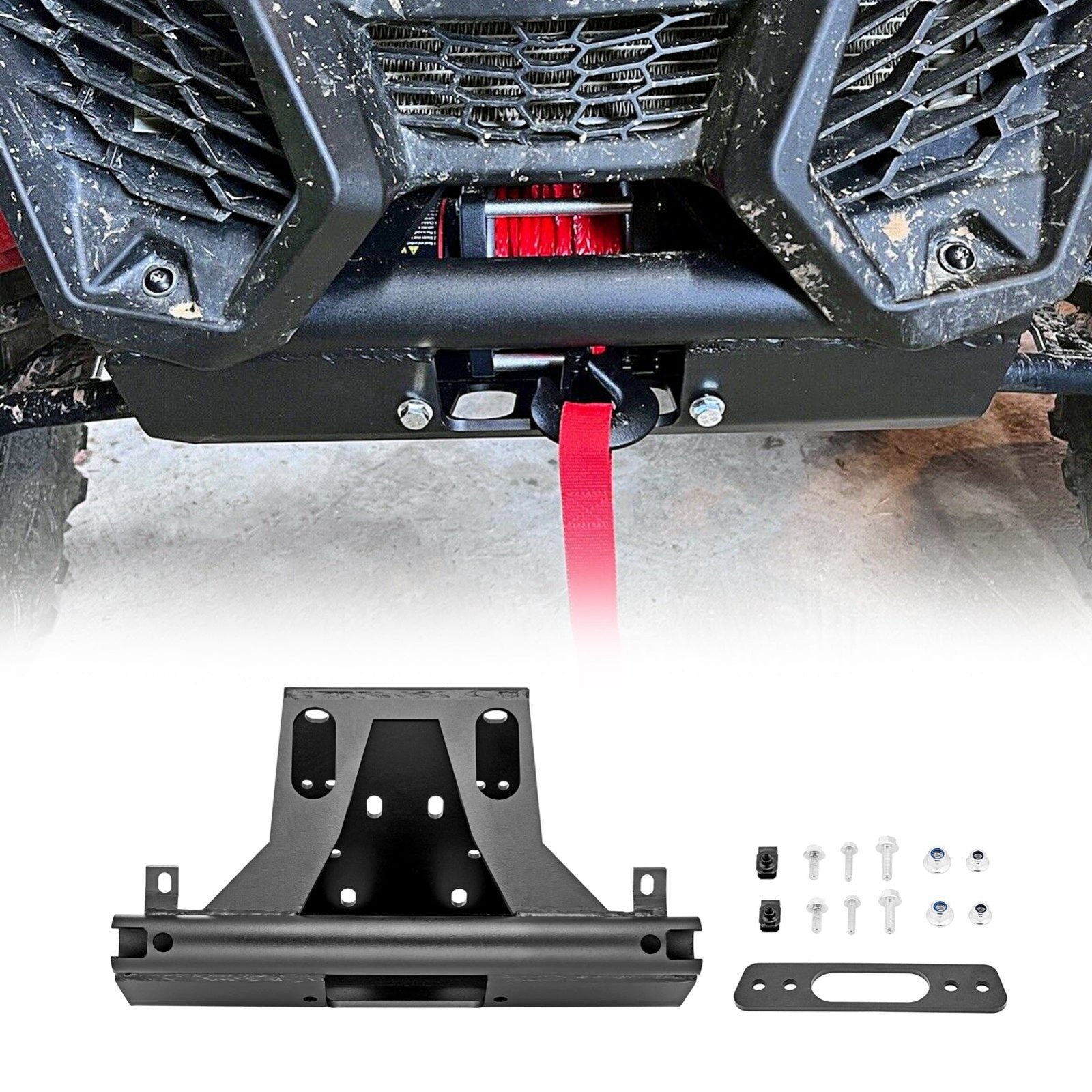 2017 - 2024 Can - Am Maverick X3/X3 Max Front Bumper Winch Heavy Mount Plate Kit - WeiSen - 80106006