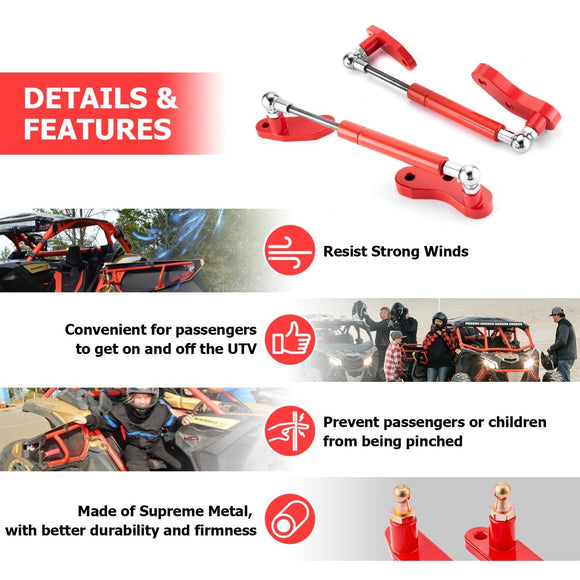 Can Am Maverick X3 / X3 MAX 2017 - 2024 Anodized Red Aluminium Door Opener Kit - WeiSen - 80307008