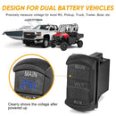 Car Motorcycle ATV UTV RV Vehicles Marine Boat LED Digital Dual Voltmeter Voltage Rocker Switch - WeiSen - 70220004